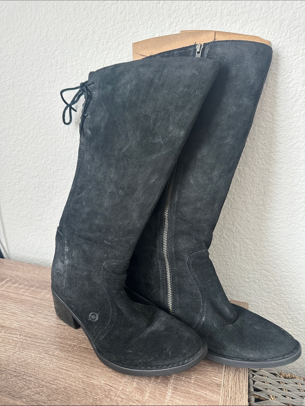Born Boots Wide Calf Women's Black Knee-High Zip Boots